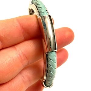 Jewelry - Aqua Leather Silver Bracelet Jewelry - Aqua Leather Silver Bracelet